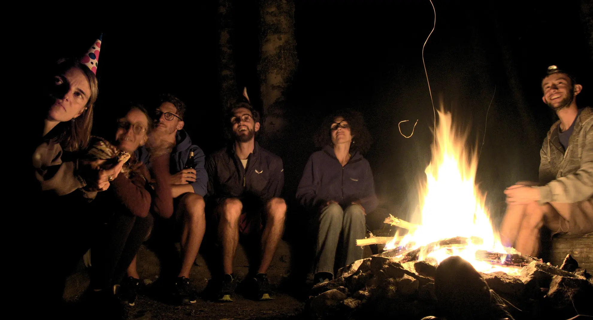 Mountain fire at sunset