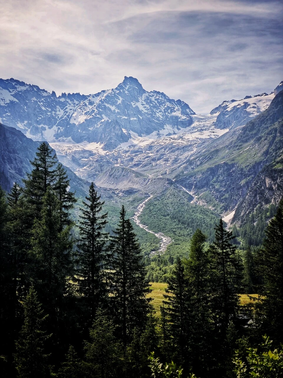 La Fouly vid foten av glaciärerna, slutet på TMB etapp 6